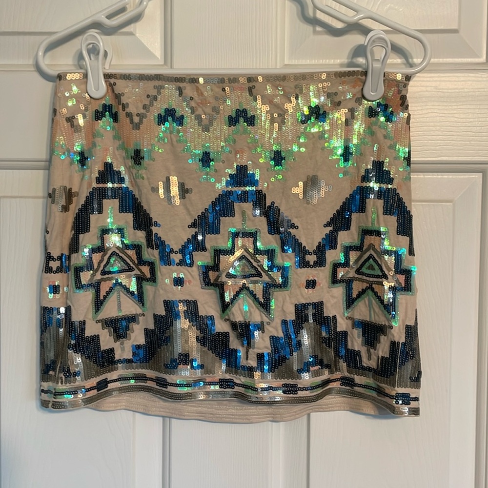 Express sequin mini skirt